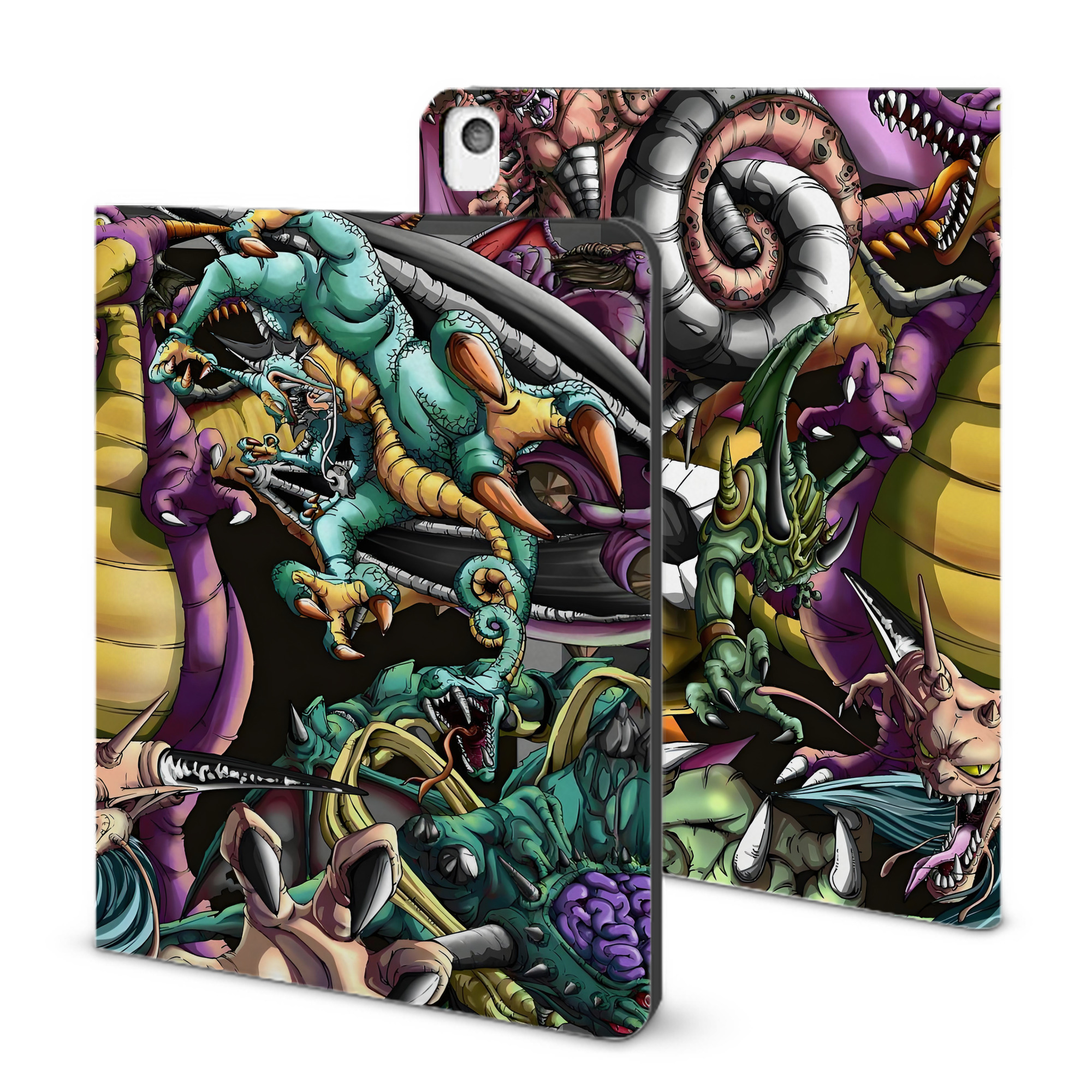 （画像用） ドラゴンクエスト Doragon Kuesuto Dragon Quest IPadケース ペンホルダー付き ブックスタイルデザイン